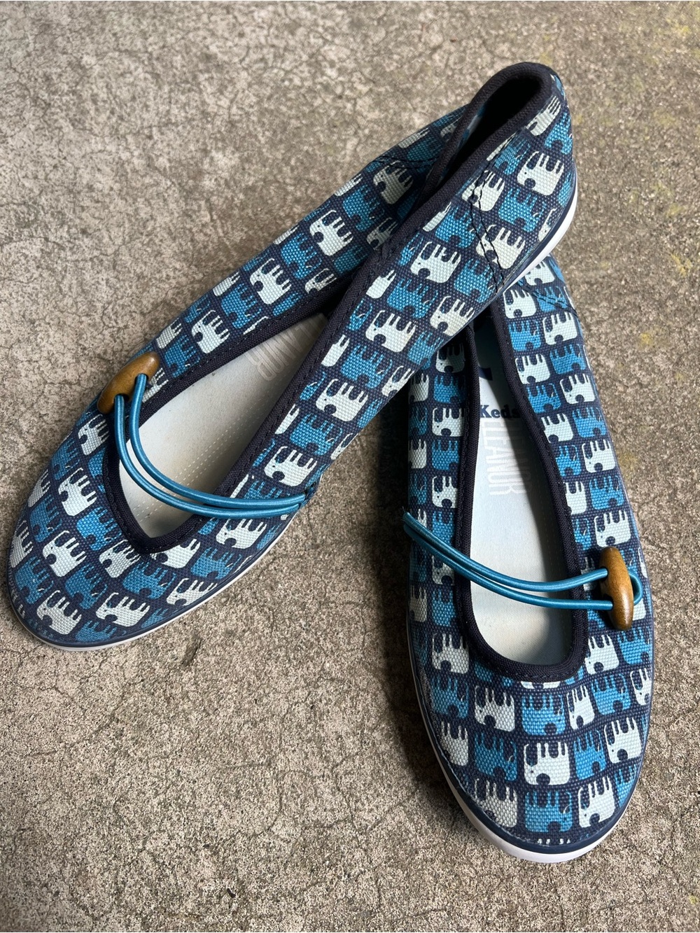 Keds Blue Elephant-Print Ballet Flats